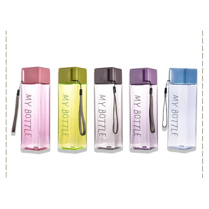 LS 021 - My Bottle Tumblr Kotak Persegi  Botol Minum anak Kotak Transparan 500ml