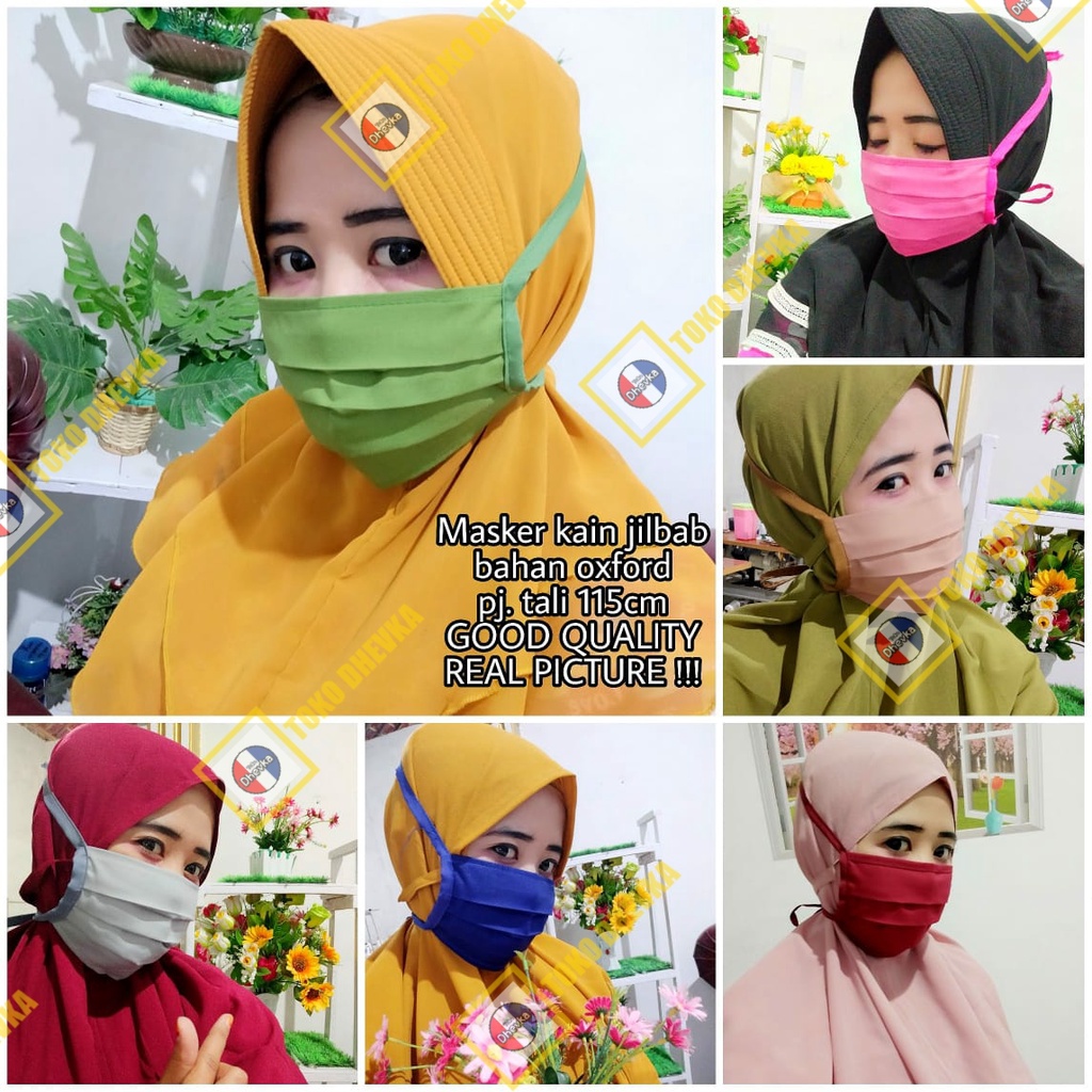 12pcs Masker Motor / Masker Kain Tali Hijab Polos Kualitas Bagus Produksi Toko Dhevka