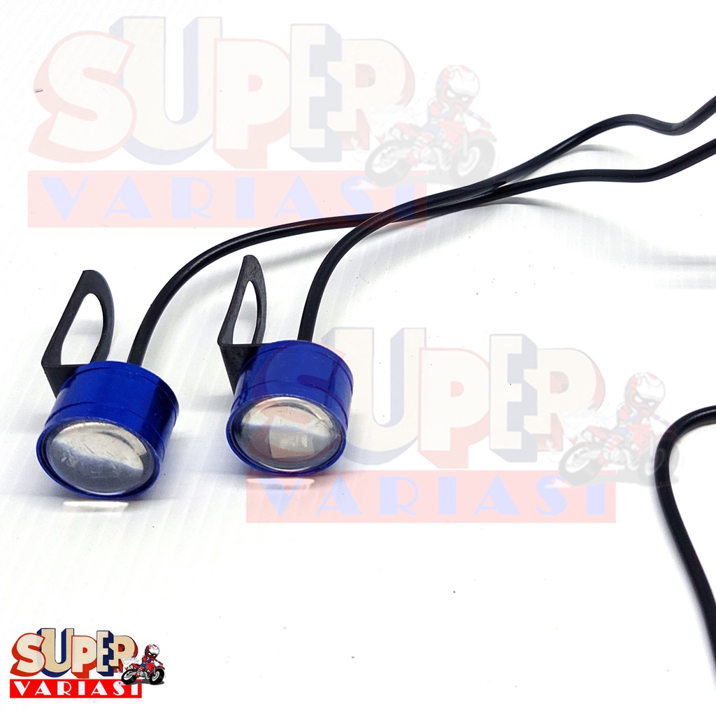 Lampu Led Mata Elang Storbo Biru/lampu spion motor sudah ada breket tingal pasang isi 2 pcs