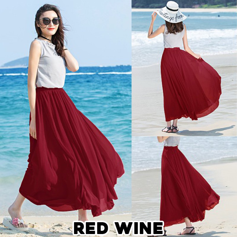 1105 Maxi Flare Chiffon Skirt Rok Panjang