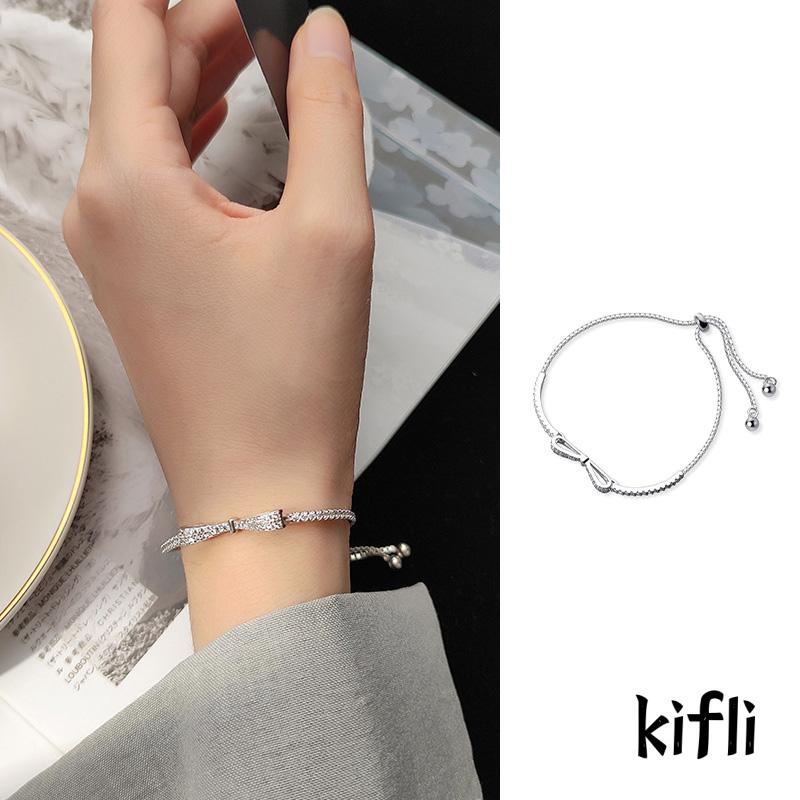 Gelang Tangan Wanita Desain Pita Hias Zircon Untuk Hadiah (KD)