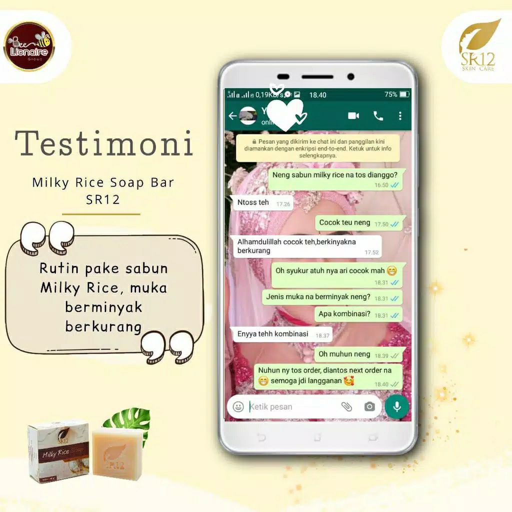 Milky Rice Soap SR12 Sabun Herbal Sabun Muka Pembersih Wajah Kulit Normal Kombinasi Jerawat