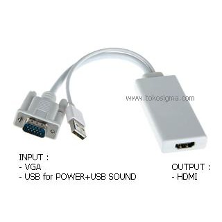 VGA to HDMI Converter : VGA Male + USB sound TO HDMI female Cable 25cm