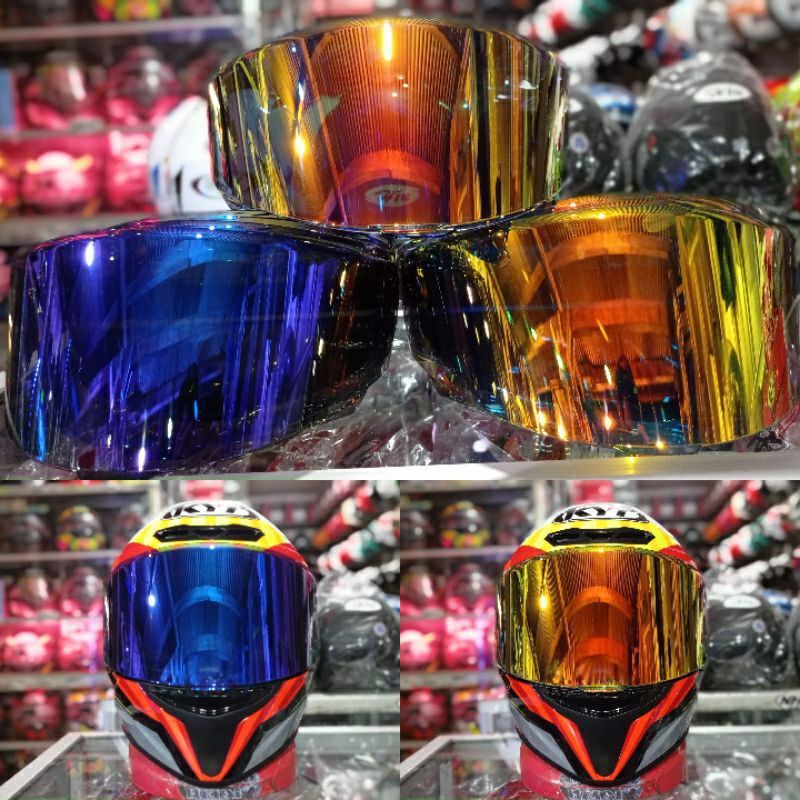 Visor flat KYT  TT course/kacaTT course/VISOR norisk  iridium blue&ReD gold
