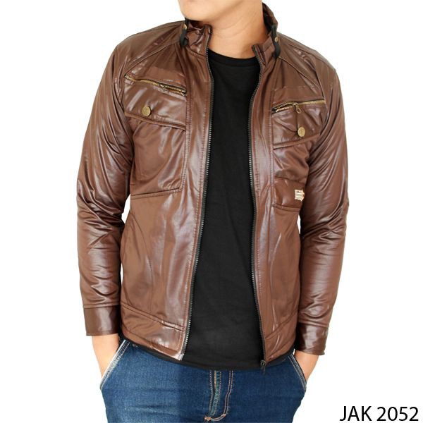 Jaket Metalik Pria Hitam/ Coklat/ Merah Bata (COMB)