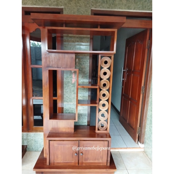 Partisi penyekat ruangan minimalis kayu jati jepara