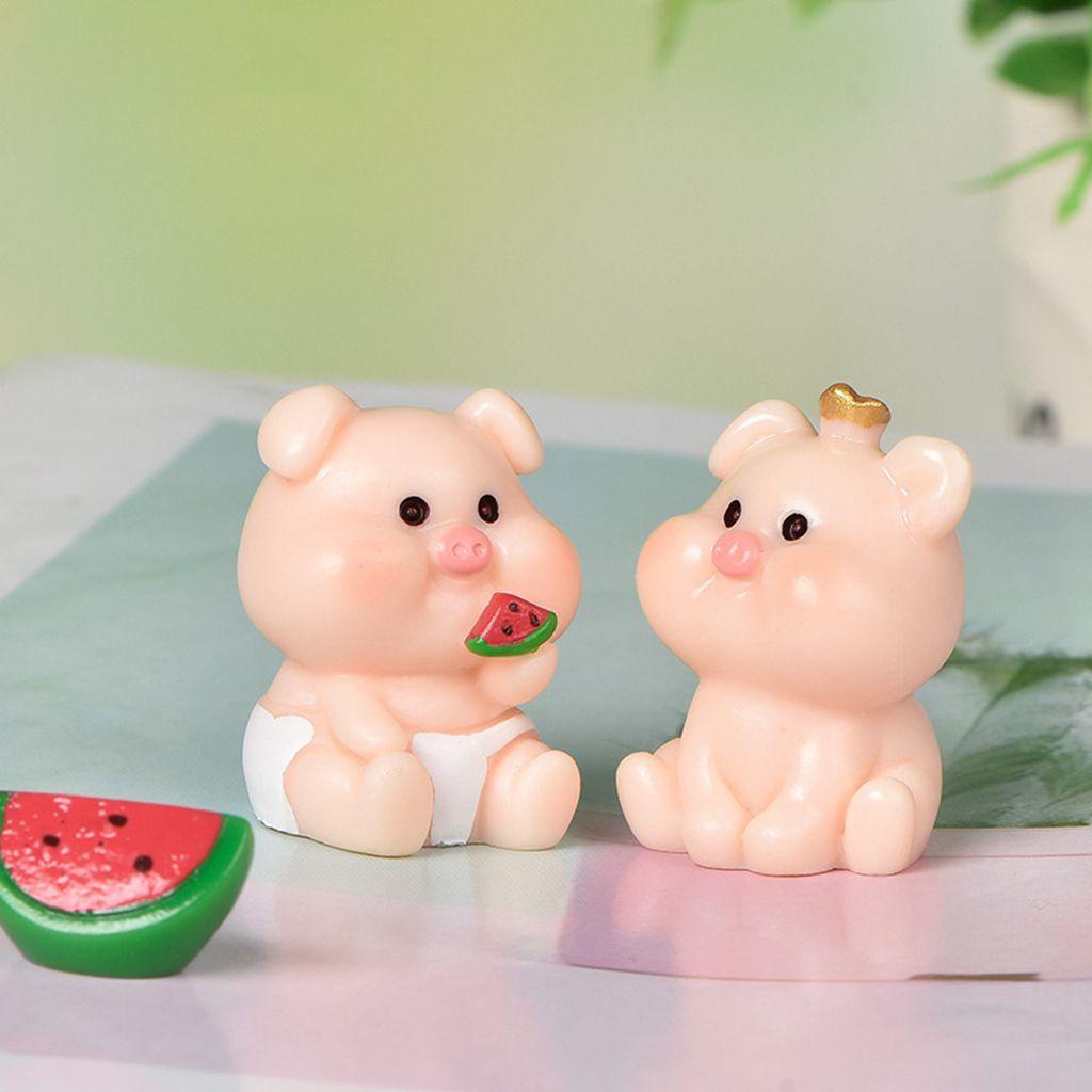 【 ELEGANT 】 Patung Babi Postur Lucu Menggemaskan DIY Dekorasi Desktop Piggy Rumah Boneka Hiasan Kue