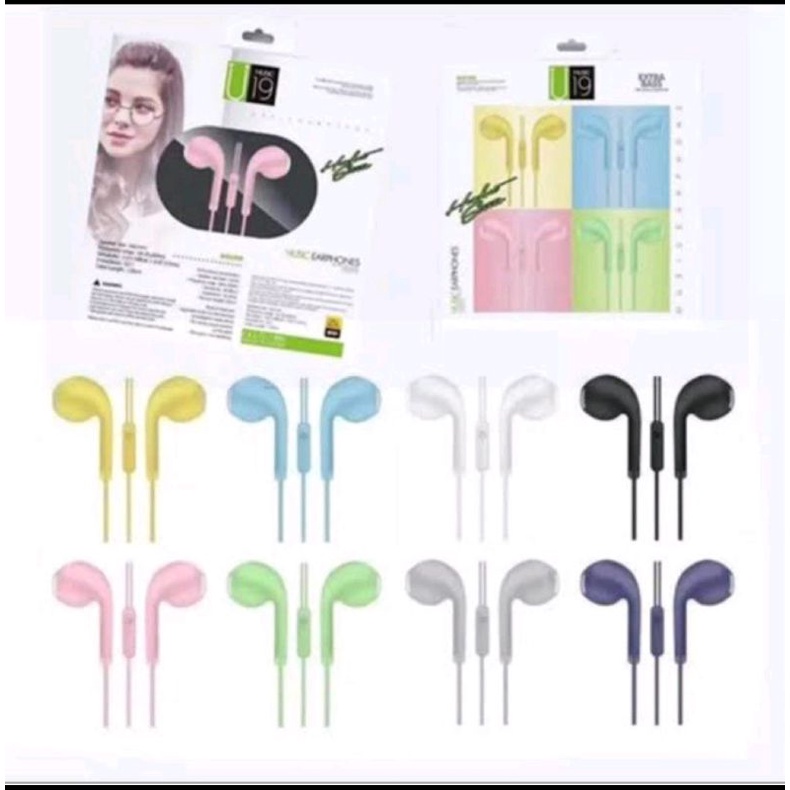 Headset/handsfree /HF macaron U19 warna warni