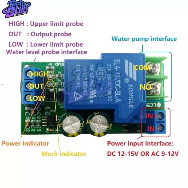 Sensor Switch Solenoid Valve Water Level Otomatis Relay Pompa Air AC DC