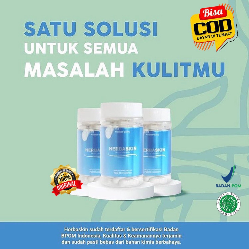 Herbaskin Original 100% Untuk Flek Asli Natural Brightening Kapsul Pemutih Badan Suplemen Kecantikan