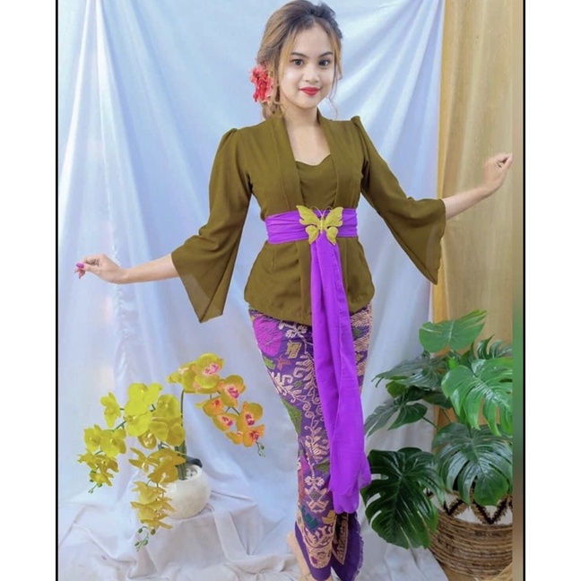 (Kebaya Saja) Kebaya bali moscref kutubaru lengan lonceng