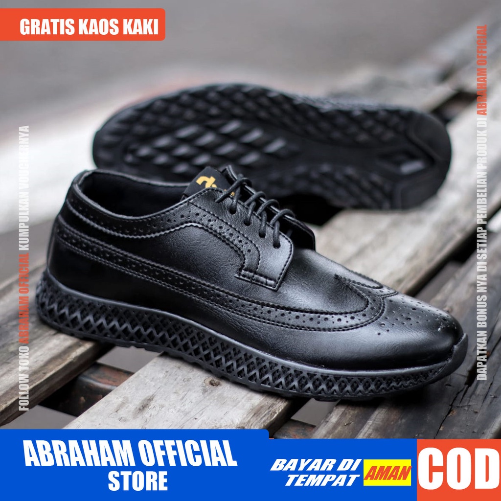 ABRHM x JHON Sepatu Kasual Pria Sepatu Casual Pria Kulit Pu Sepatu Pria Casual Cowok/Cowo Ori Sepatu Kerja Kantor Semi Formal Kuliah Kondangan Gaya keren Kekinian Murah Terlaris