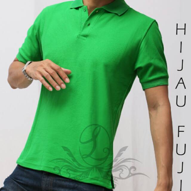 Polo Shirt Polos Hijau Fuji Baju Kaos Kerah Cowok Pria Cotton Katun