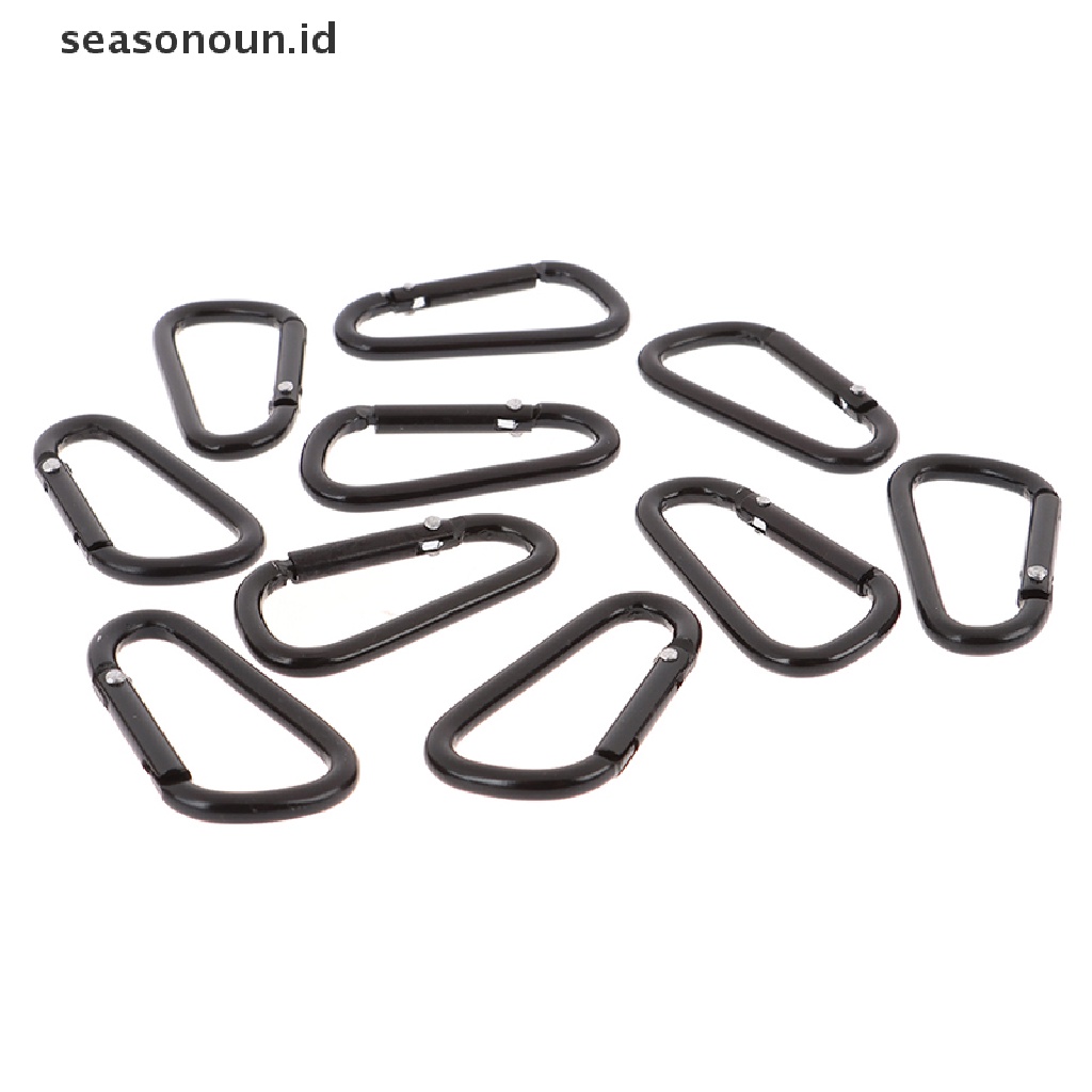 10 Pcs Gantungan Kunci Carabiner Bentuk D Bahan Aluminum Alloy Warna Hitam