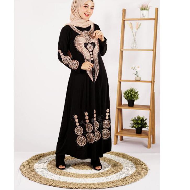 Reborn Gamis Abaya Jersey Bordir Aplication / Abaya Turkey / Abaya Hitam