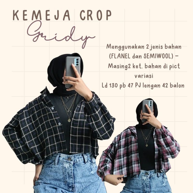 KEMEJA CROP TARTAN FLANEL OVERSIZE // CROP TOP GRIDY