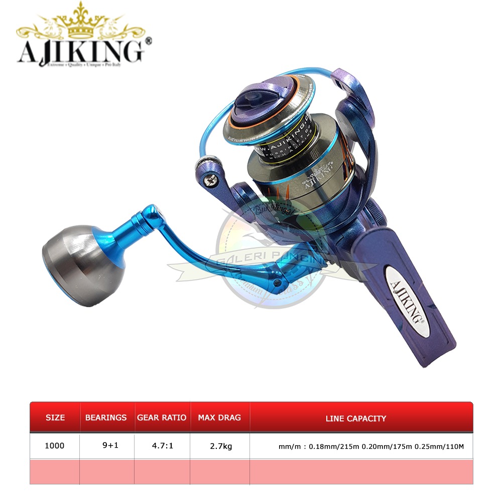 Reel Pancing Ajiking Black Bull Premium Edition 1000 - Screw In Handle