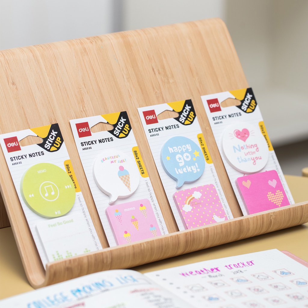 HAPPY TIME DELI STICKY NOTES STICK UP MEMO TEMPEL MODEL AMPLOP/WARNA NEON KARAKTER LUCU ALAT TULIS KANTOR SEKOLAH KULIAH A55202 A55202