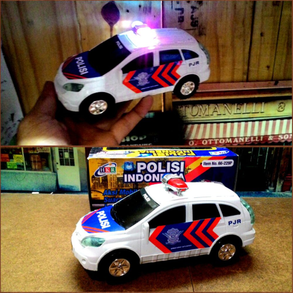 mainan miniatur mobil honda CRV polisi sabhara indonesia lampu strobo menyala dan menguarkan suara