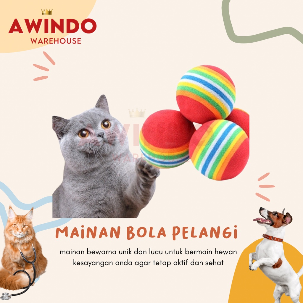 BOLA PELANGI - Mainan Gigitan Bola Gigit Kucing Anjing