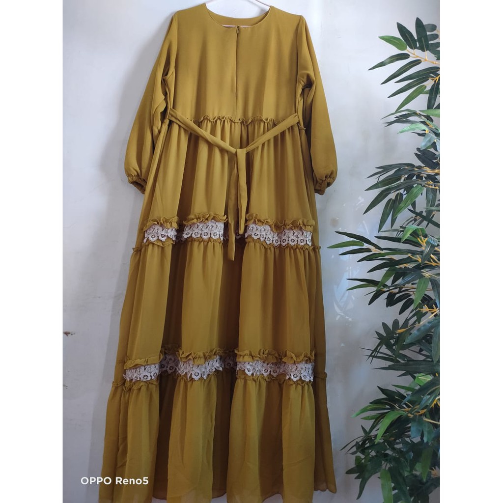 Gamis Ceruty Renda Kriwil / Gamis Saja / Gamis Terbaru 2021 / Gamis Terlaris Ceruty