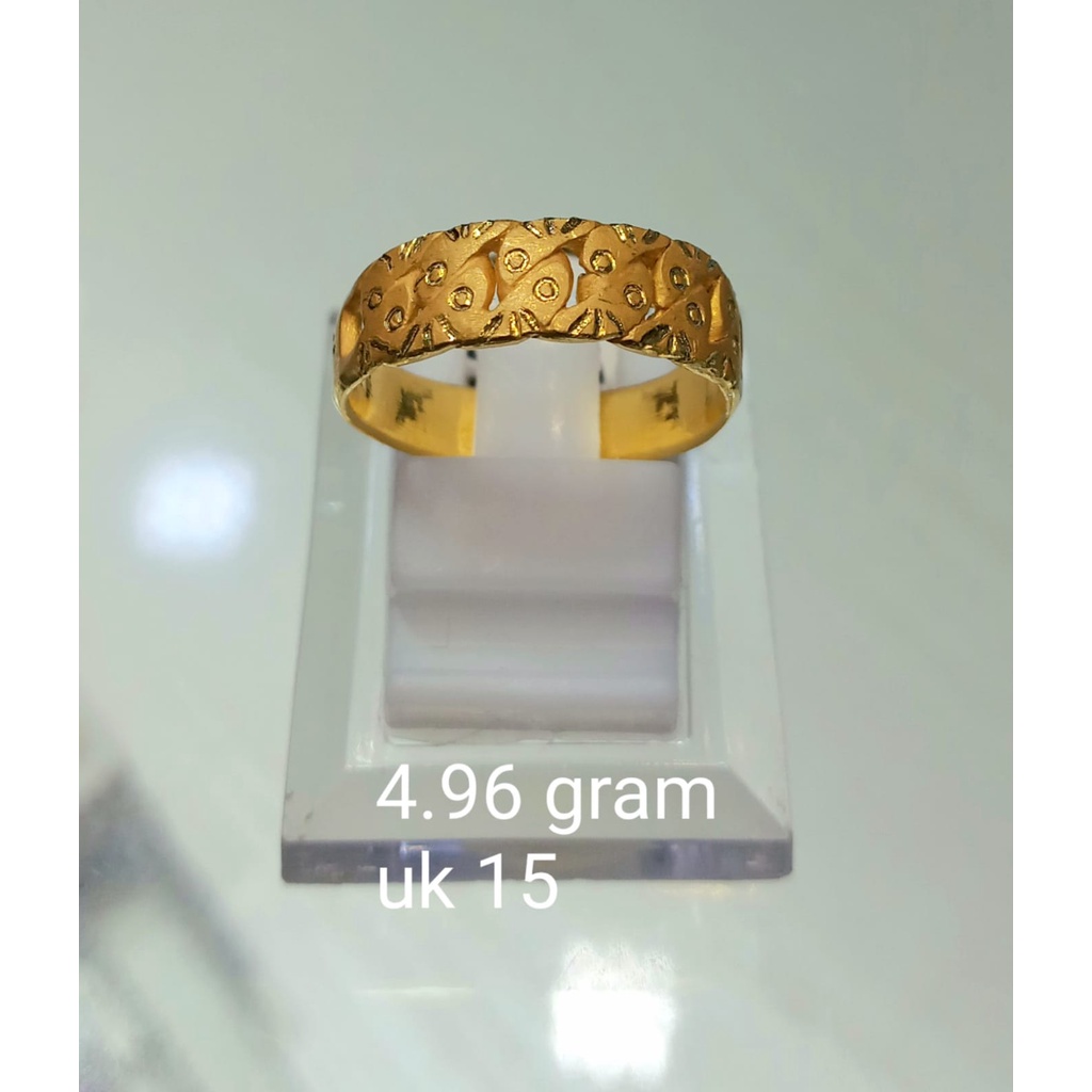 Cincin Emas Ukir Mix Doff Kadar 95% 4.96 Gram Size 15