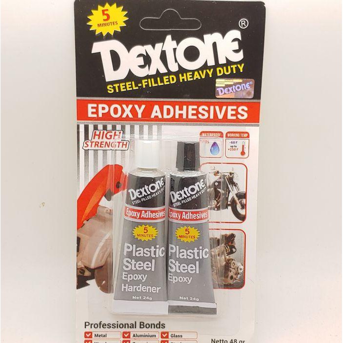 

LEM DEXTONE EPOXY ADHESIVES 5 MENIT UNTUK BODY PLASTIK BESI DLL 48 G Unik