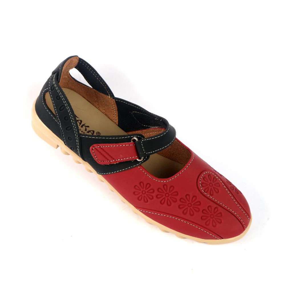 Yutaka Sepatu Flat Wanita J07 Hitam/Merah