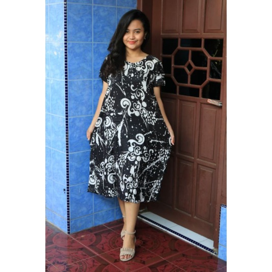 Daster payung laras hitsman murah harga grosir pekalongan batam-Untir Hitam