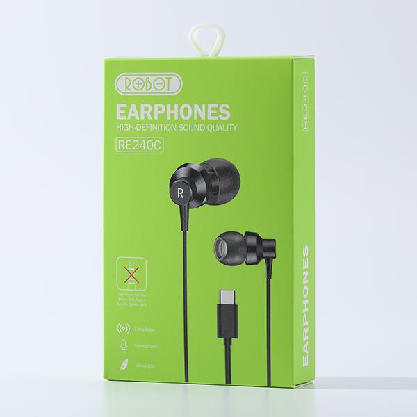 HEADSET EARPHONE ROBOT RE-240C TYPE C HIGH DEFINITION SOUND