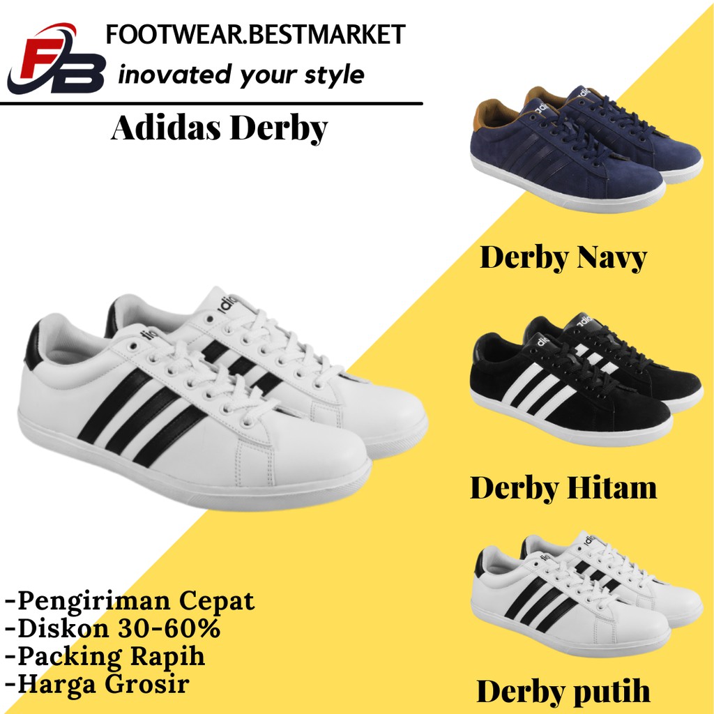 DISKON 50% !! SEPATU SNEAKERS PRIA ADIDAS DERBY SEPATU SKATE LOW SHOES PREMIUM MURAH - BISA COD