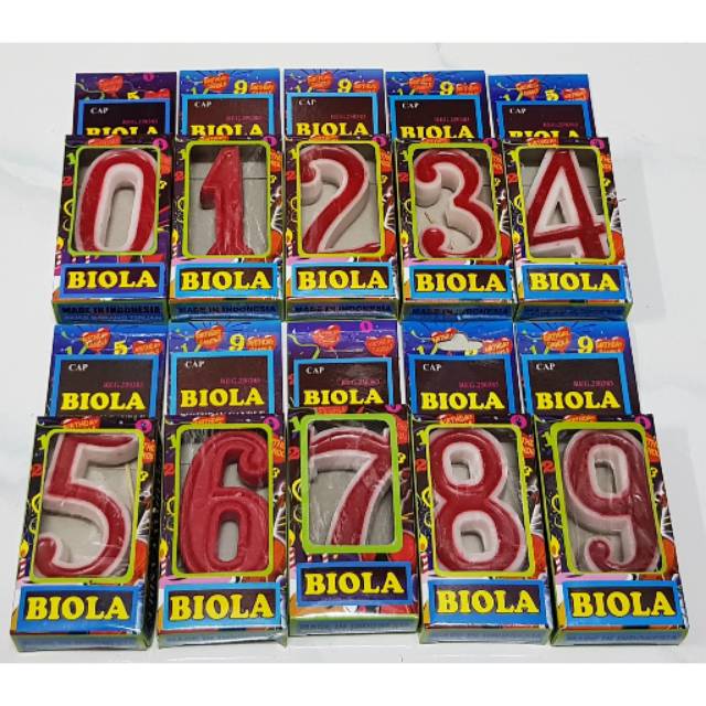 Lilin Ulang Tahun Angka Biola Merah Putih Besar (Angka 3,5,7) / Lilin Ultah