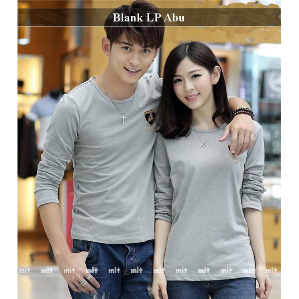 kaos lengan panjang murah toko kaos couple  Blank LP Abu