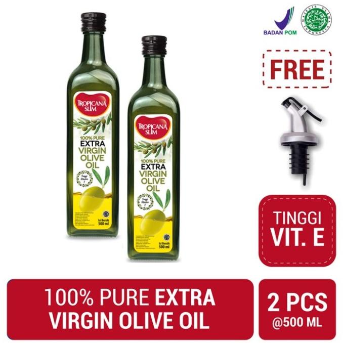 

BISA COD Twin Pack: Tropicana Slim Extra Virgin Olive Oil 500ml FREE Oil Pourer MURAH