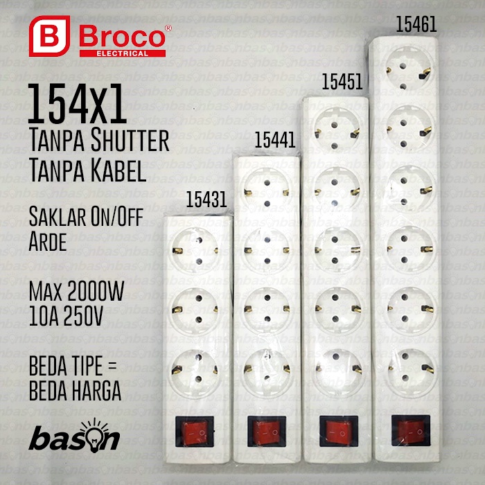 BROCO 15461 NCP 10A 250V SNI - Stop Kontak 6 Lubang Switch tanpa kabel