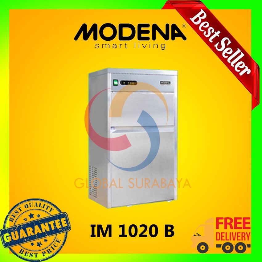 Mesin Pembuat Es Batu Modena IM 1020B, Kapasitas Produksi 20 kg/Hari dengan Penyimpanan Maksimal 5 kg