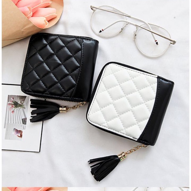 MORMON BLACK AND WHITE - Dompet Lipat Mini Morymony Dompet Kecil Kartu Koin