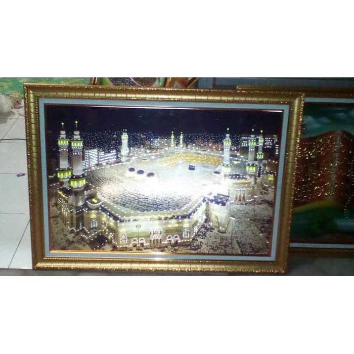 kaligrafi Mekkah nyala lampu uk 60 x 90&amp;hd1510