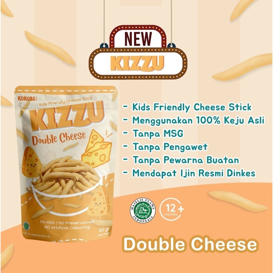 ABE FOOD Kokobi Kizzu Cheese Stick 60g - Stik Keju - Cemilan Anak