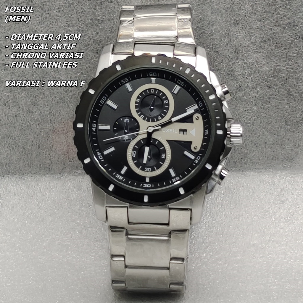 JAM TANGAN PRIA FASHION RANTAI BODY BULAT TANGGAL AKTIF CHRONO OFF