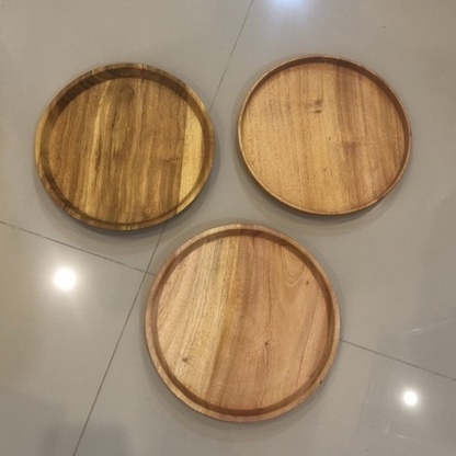 Nampan Baki 20cm Nampan Baki Bulat Kayu Wooden Tray 20cm