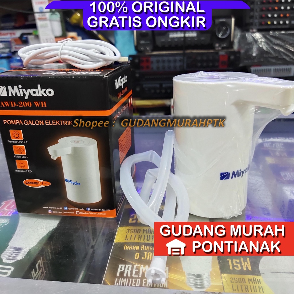 Pompa Galon Elektrik Miyako AWD 200 WH BERGARANSI 1 TAHUN ORIGINAL Putih