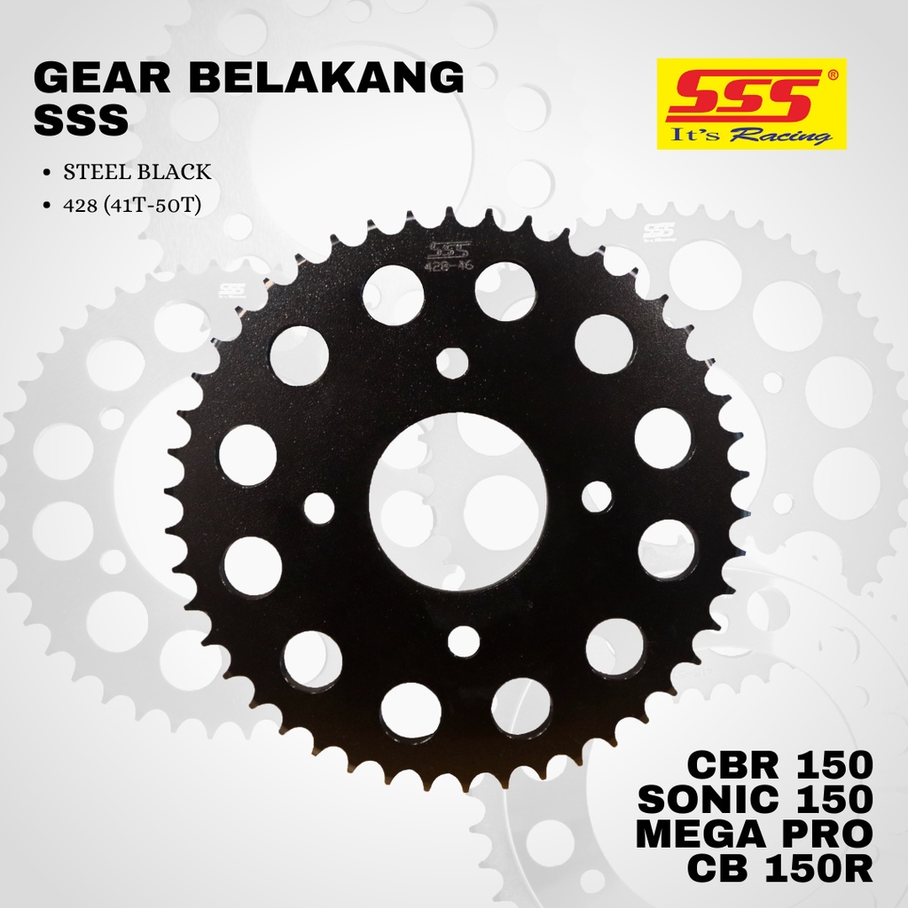 Gear Gir CBR 150 Verza Sonic 150 MEGA PRO GL SUPRA GTR sss 428 36 37 38 39 40 41 42 43 44 45 46 47 48 49 50 steel Black