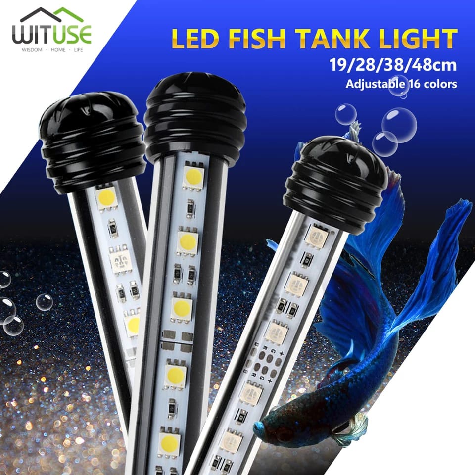 LAMPU LED AQUARIUM IKAN KOI CUPANG ARWANA 20 30 40 CM T4 AQUATIK HIAS WARNA PUTIH RGB SNI GARANSI PROMO AC 220V MERAH BIRU HIJAU AQUASCAPE HIAS TEMEPEL WATERPROOF