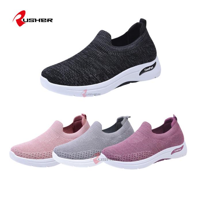 Rusher Sepatu Slip On Wanita Import Sneakers Tanpa Tali COMFORT zenbl055 Segera Beli