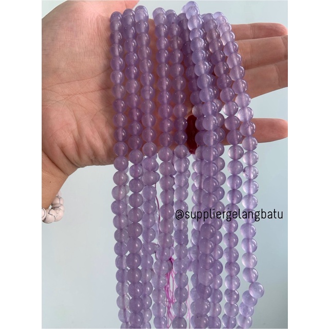 bahan batu kuarsa ungu purple quartz 8mm healing yoga therapy craft