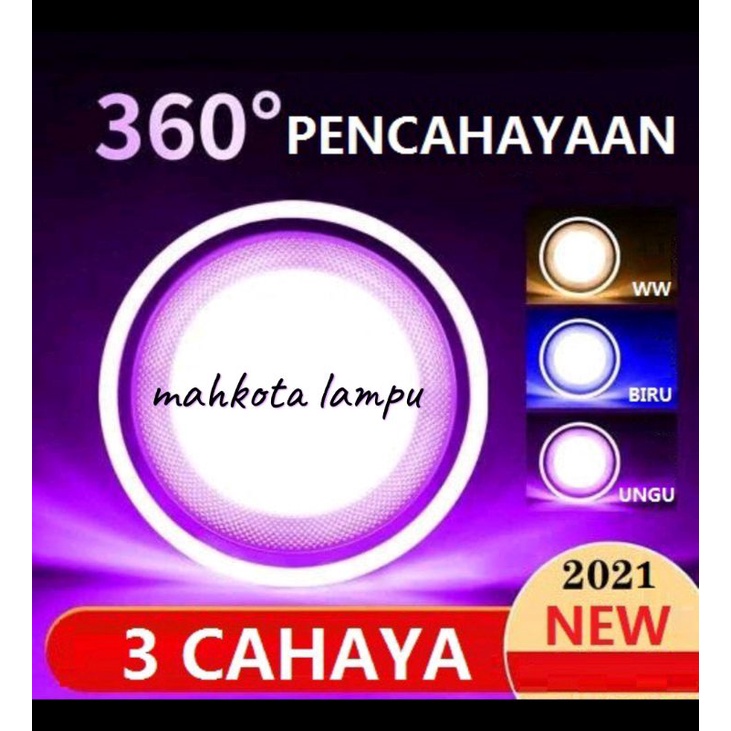 LAMPU PLAFON / LAMPU DOWNLIGHT LED 3 WARNA 6 WATT / KUNING BIRU UNGU / PUTIH
