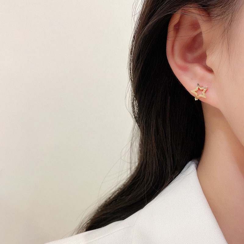 Anting Bentuk Bintang Bahan Metal Gaya Korea