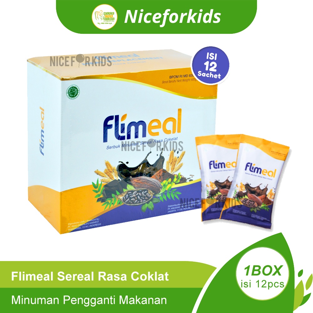 Flimeal Meal Replacement by Flimty Rasa Coklat 1BOX isi 12sachet @50gr / Minuman Sereal Pengganti Makanan