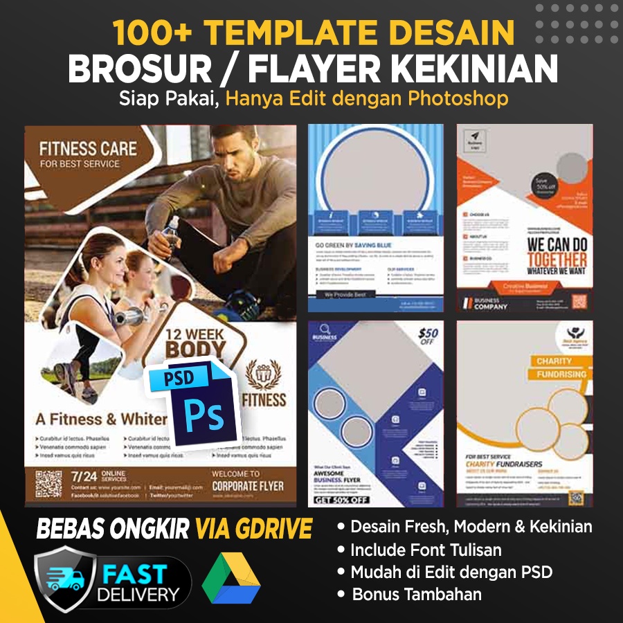 Template Desain Brosur Flyer PSD Design Premium + Bonus